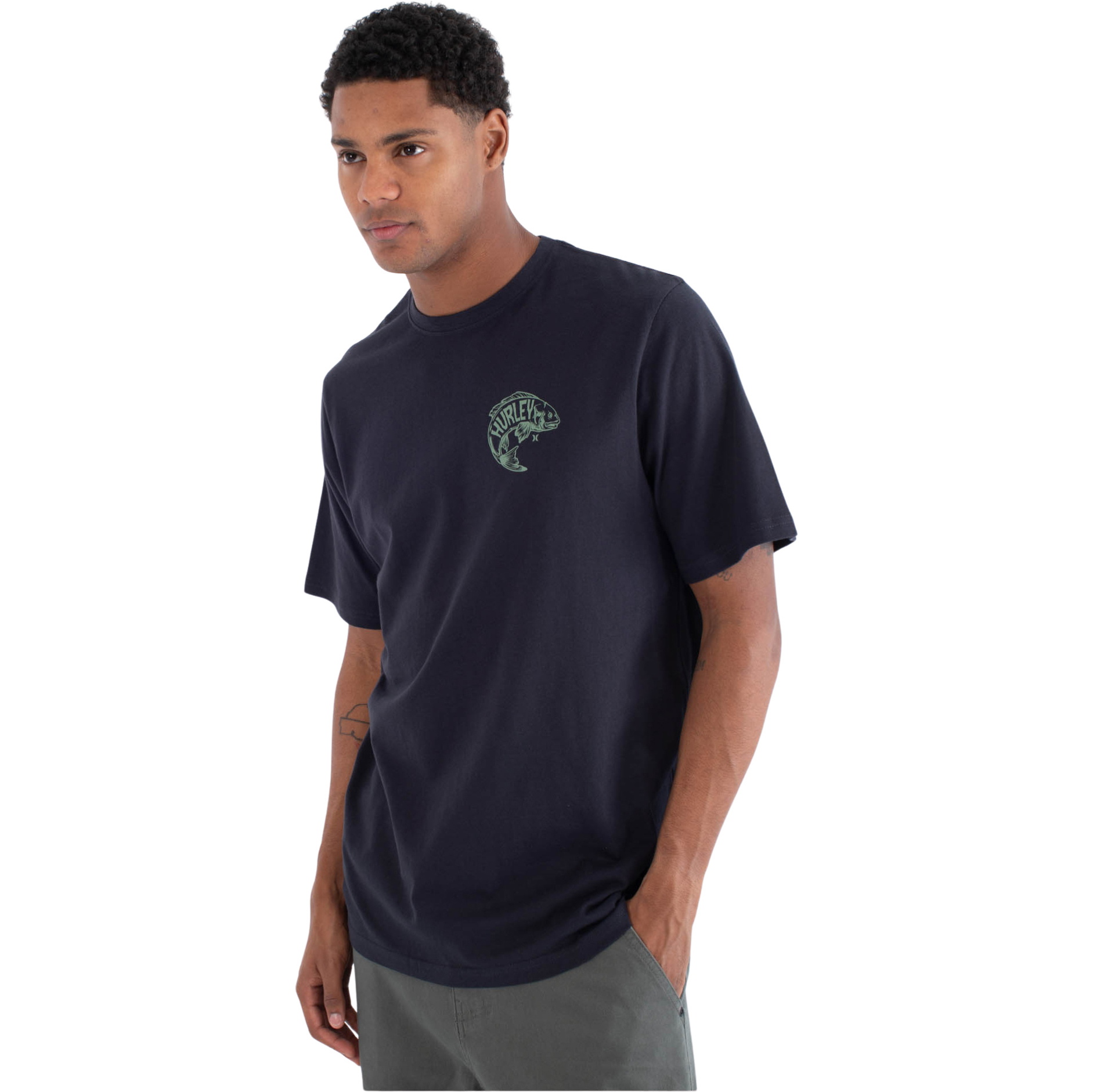 2026 Hurley Da Uomo Stampa Press Serrot Maglia Corta Manica T-Shirt MTSEUED0031 - Obsidian